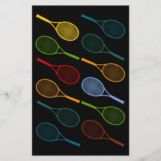 kleurig tennisracketpatroon briefpapier (Voorkant)