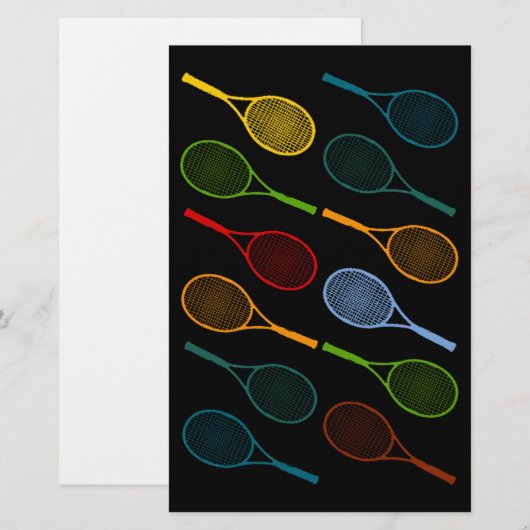 kleurig tennisracketpatroon briefpapier (Voorkant / Achterkant)