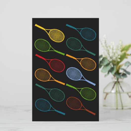 kleurig tennisracketpatroon briefpapier (Staand voorkant)