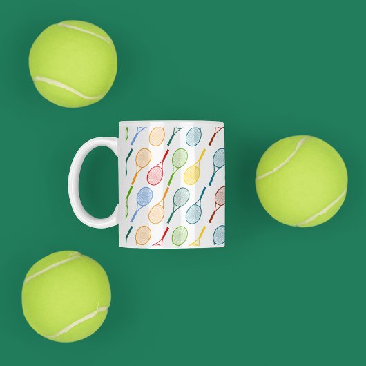 kleurig tennisracketpatroon koffiemok