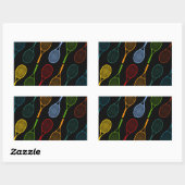 kleurig tennisracketpatroon rechthoekige sticker (Vel)