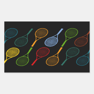 kleurig tennisracketpatroon rechthoekige sticker