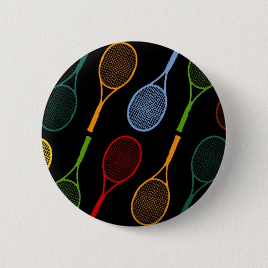kleurig tennisracketpatroon ronde button 5,7 cm (Voorkant)
