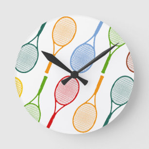 kleurig tennisracketpatroon ronde klok