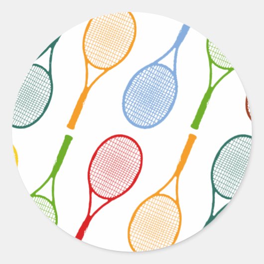 kleurig tennisracketpatroon ronde sticker (Voorkant)