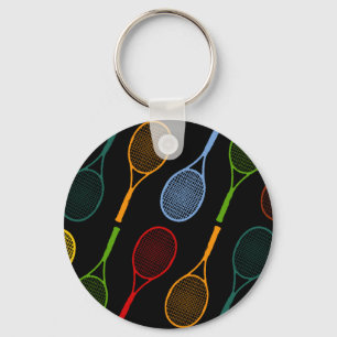 kleurig tennisracketpatroon sleutelhanger