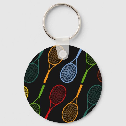 kleurig tennisracketpatroon sleutelhanger (Voorkant)