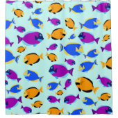 Kleurig tropisch vispatroon in blauw Zee Douchegordijn (Voorkant)