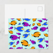 Kleurig tropisch vispatroon in blauw Zee Feestdagenkaart (Voorkant / Achterkant)
