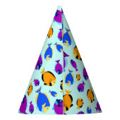 Kleurig tropisch vispatroon in blauw Zee Feesthoedjes (Achterkant)