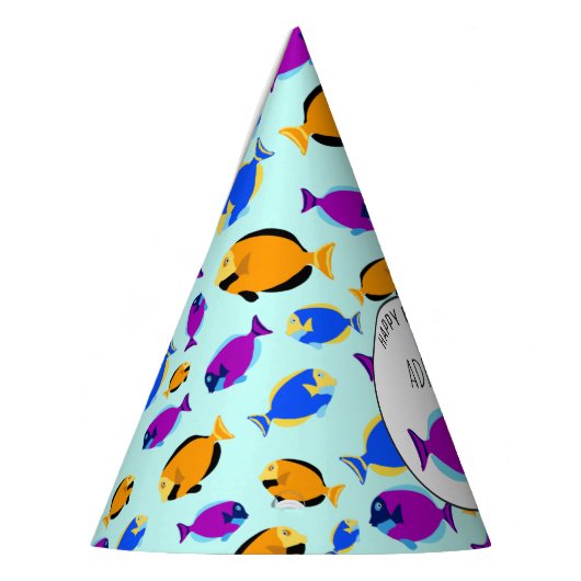 Kleurig tropisch vispatroon in blauw Zee Feesthoedjes (Links)