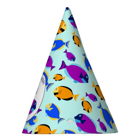 Kleurig tropisch vispatroon in blauw Zee Feesthoedjes (Rechts)