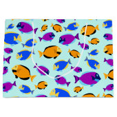 Kleurig tropisch vispatroon in blauw Zee Groot Cadeauzakje (Voorkant)