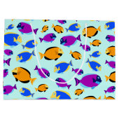 Kleurig tropisch vispatroon in blauw Zee Groot Cadeauzakje (Achterkant)