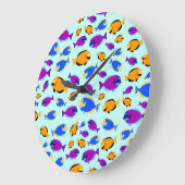 Kleurig tropisch vispatroon in blauw Zee Grote Klok (Hoek)