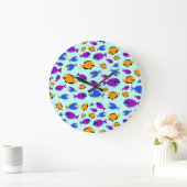 Kleurig tropisch vispatroon in blauw Zee Grote Klok (Huis)