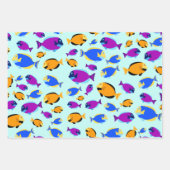 Kleurig tropisch vispatroon in blauw Zee Inpakpapier Vel (Voorkant 3)