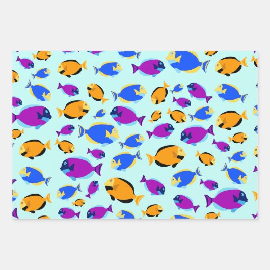 Kleurig tropisch vispatroon in blauw Zee Inpakpapier Vel (Voorkant 2)