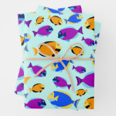 Kleurig tropisch vispatroon in blauw Zee Inpakpapier Vel (In situ)