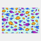 Kleurig tropisch vispatroon in blauw Zee Inpakpapier Vel (Voorkant)