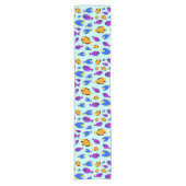 Kleurig tropisch vispatroon in blauw Zee Korte Tafelloper (Voorkant)