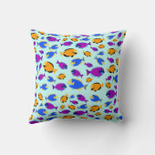 Kleurig tropisch vispatroon in blauw Zee Kussen (Achterkant)