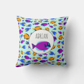 Kleurig tropisch vispatroon in blauw Zee Kussen (Achterkant)