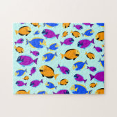 Kleurig tropisch vispatroon in blauw Zee Legpuzzel (Horizontaal)