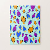 Kleurig tropisch vispatroon in blauw Zee Legpuzzel (Verticaal)