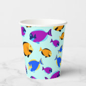 Kleurig tropisch vispatroon in blauw Zee Papieren Bekers (Achterkant)