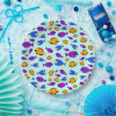Kleurig tropisch vispatroon in blauw Zee Papieren Bordje (Feest)