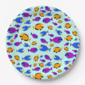 Kleurig tropisch vispatroon in blauw Zee Papieren Bordje (Voorkant)