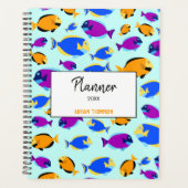 Kleurig tropisch vispatroon in blauw Zee Planner (Voorkant)