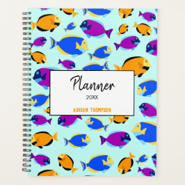 Kleurig tropisch vispatroon in blauw Zee Planner