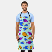 Kleurig tropisch vispatroon in blauw Zee Schort (Gedragen)