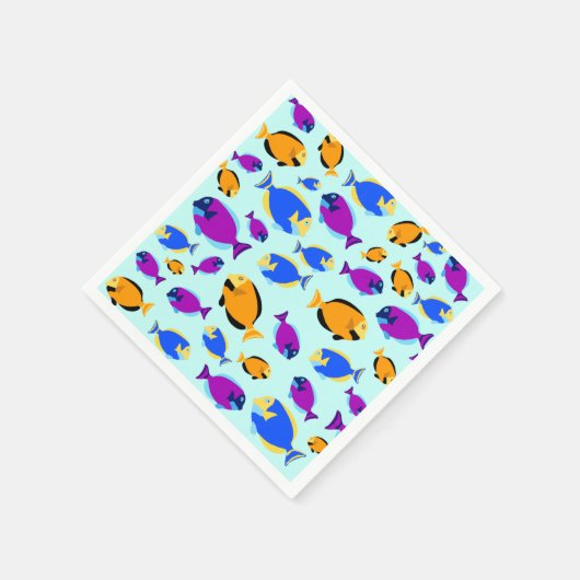 Kleurig tropisch vispatroon in blauw Zee Servet (Hoek)
