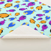 Kleurig tropisch vispatroon in blauw Zee Sherpa Deken (3/4)