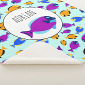 Kleurig tropisch vispatroon in blauw Zee Sherpa Deken (3/4)