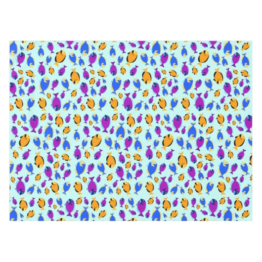 Kleurig tropisch vispatroon in blauw Zee Tafelkleed (Voorkant (Horizontaal))