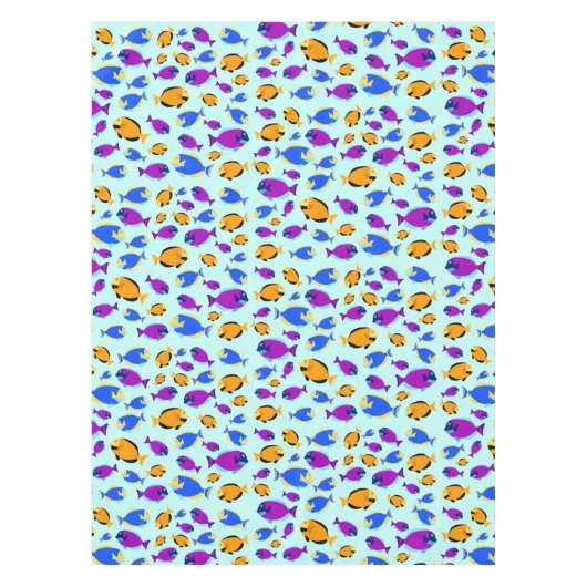 Kleurig tropisch vispatroon in blauw Zee Tafelkleed (Voorkant)