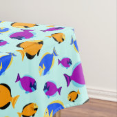 Kleurig tropisch vispatroon in blauw Zee Tafelkleed (Voorbeeld)