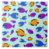 Kleurig tropisch vispatroon in blauw Zee Tegeltje (Voorkant)