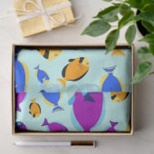 Kleurig tropisch vispatroon in blauw Zee Tissuepapier (Geschenk)