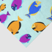 Kleurig tropisch vispatroon in blauw Zee Tissuepapier (Detail)