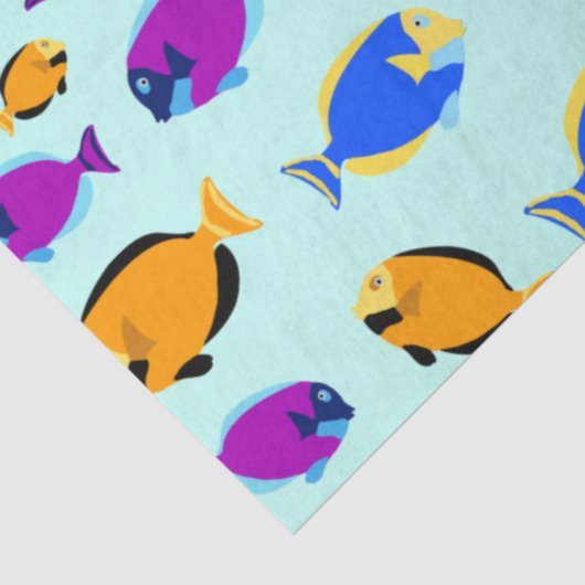 Kleurig tropisch vispatroon in blauw Zee Tissuepapier (Detail)