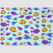 Kleurig tropisch vispatroon in blauw Zee Tissuepapier (Voorkant)