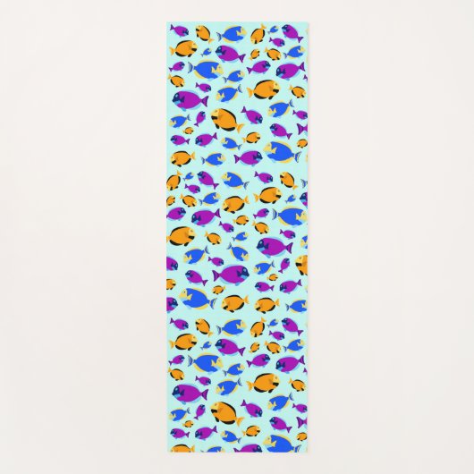 Kleurig tropisch vispatroon in blauw Zee Yogamat (Voorkant)