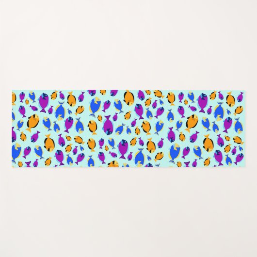 Kleurig tropisch vispatroon in blauw Zee Yogamat (Voorkant (horizontaal))