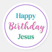 Kleurig Verjaardagsfeest Jezus Ronde Sticker (Voorkant)