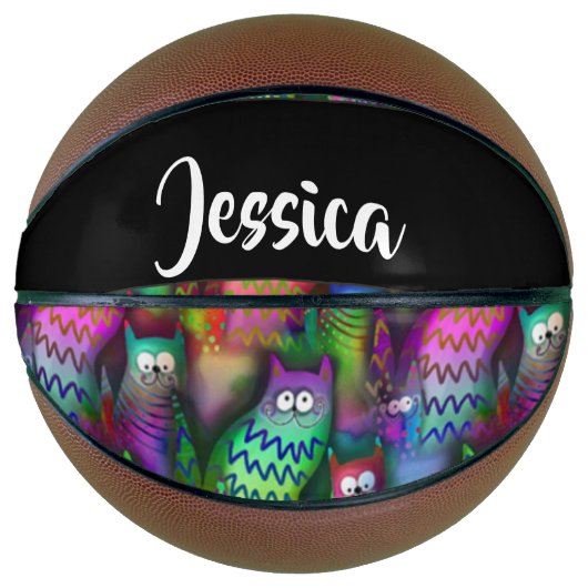 Kleurig verloop van katten basketbal (Voorkant)